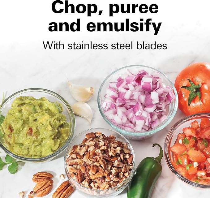 Hamilton Beach 3 Cup Electric Vegetable Chopper & Mini Food Processor | Simple Stack & Press Design | 350 Watts & Stainless Steel Blades For Dicing, Mincing & Puree | Dishwasher Safe | Black