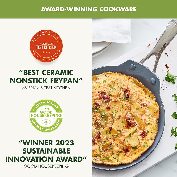 GreenPan Valencia Pro 9.5" Ceramic Nonstick Crepe Pan, Hard Anodized | PFAS-Free Nonstick, Induction Ready, Compatible with all Stovetops, Hard Anodized, Gray, Dishwasher Safe, Oven Safe to 600F