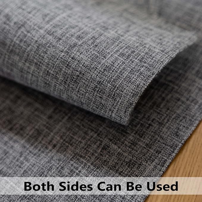 Demetex Grey Placemats Set of 4 Farmhouse Heat Resistant Linen Table Place Mats Washable Cloth Plate Mats for Party Picnic Buffet, Ash Grey