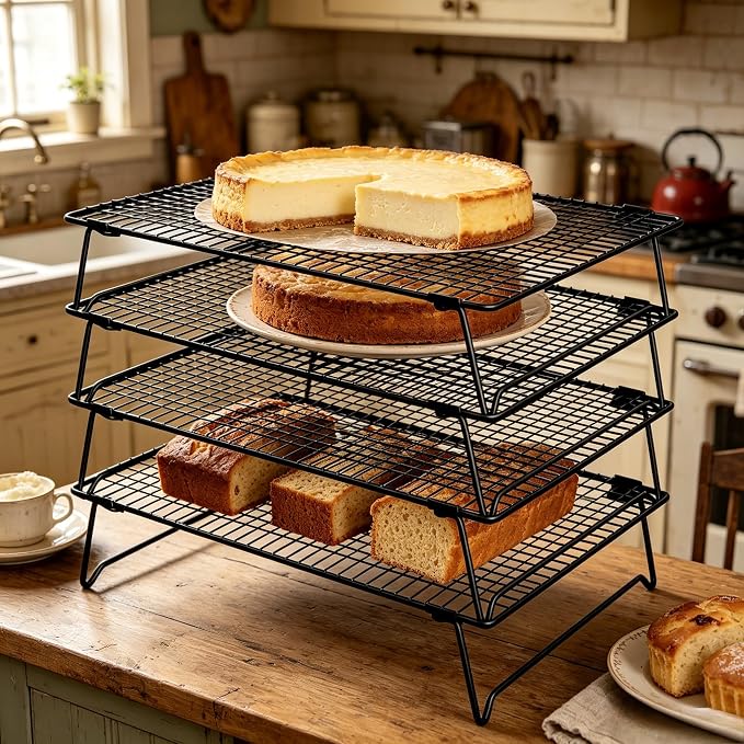 4PCS Cooling Racks for Baking and Cooking 16"x10" Stackable Cookie Rack | Cookie Cooling Wire Rack for Pizza Cake Roasting, Oven and Dishwasher Safe Baking Supplies