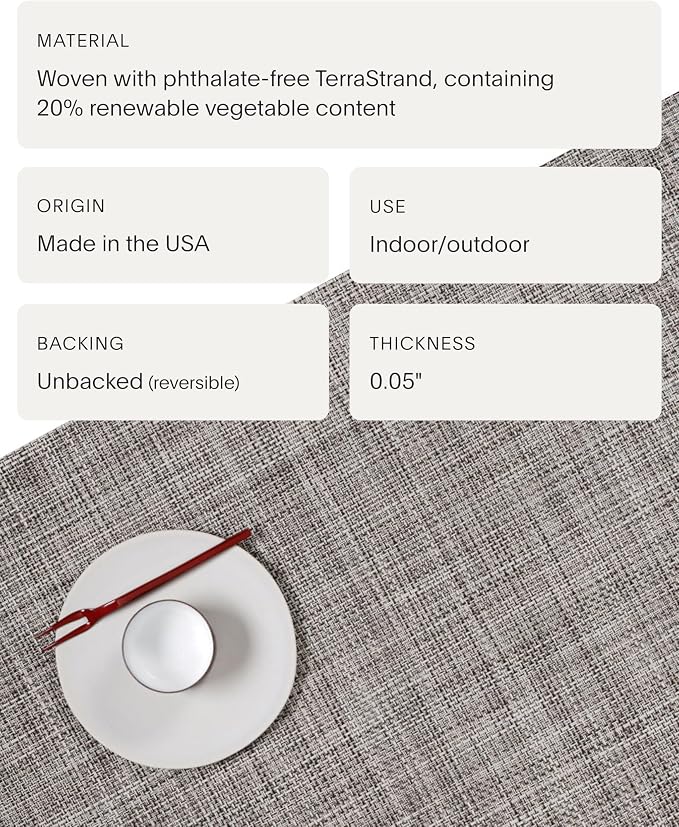 Chilewich Mini Basketweave Placemats, Round Woven Placemats Set of 4 | Reusable, Stain-Resistant, Indoor/Outdoor Tabletop Protection, Gravel, 15" Round
