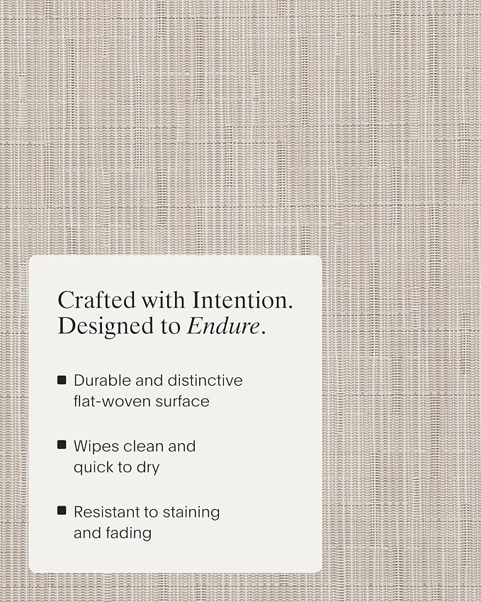 Chilewich Bamboo Placemats Set of 4, Woven Oval Placemats | Reusable, Stain-Resistant, Indoor/Outdoor Tabletop Protection, 19" x 14", Chino