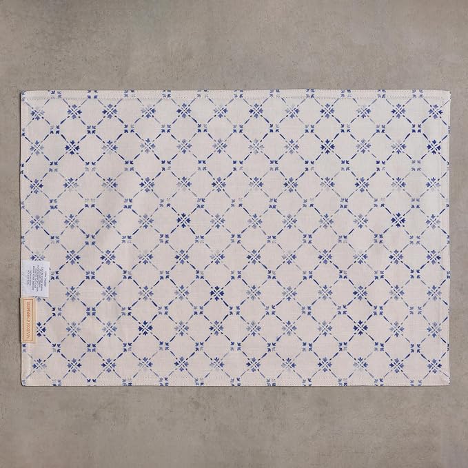 Maison d' Hermine Placemats Set of 4 Reusable 100% Cotton (13"x19") | Cloth Place Mats Washable Table Mats for Kitchen Dining Party Wedding Hotel Home Restaurant Spring Summer - Faience