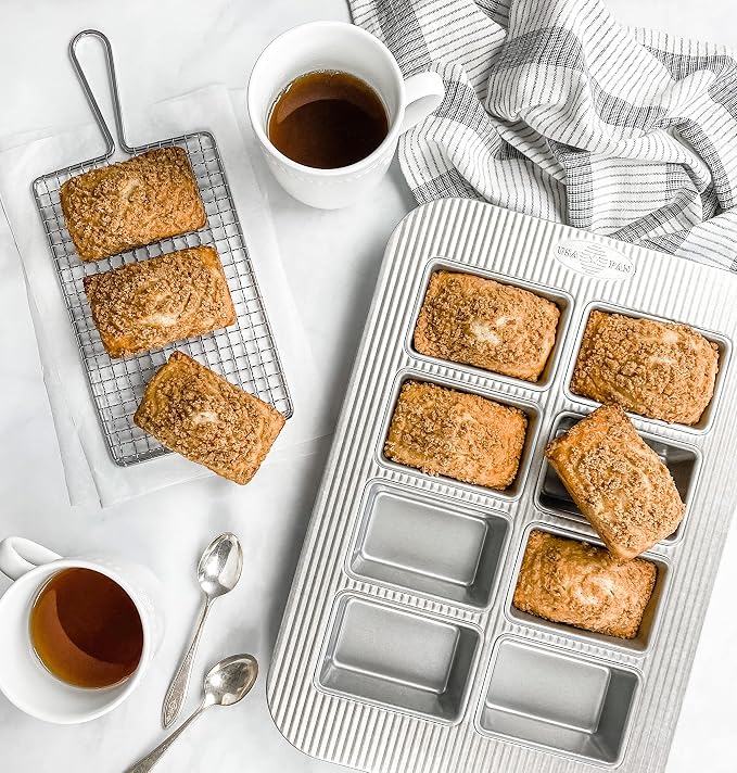 USA Pan Bakeware Nonstick Mini Loaf Pan, 8-Well
