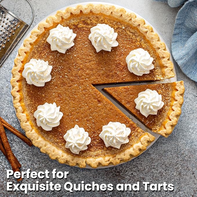 Tart Pan 9 Inch 10 Inch Removable Bottom,with Crust Shaper Ring, Non-stick | 2 Pack | Carbon Steel Round Deep Fluted Pie Pan,Tart Molds,Quiche Pan,Quiche Baking Dish Tart Pans For Baking Party Festival