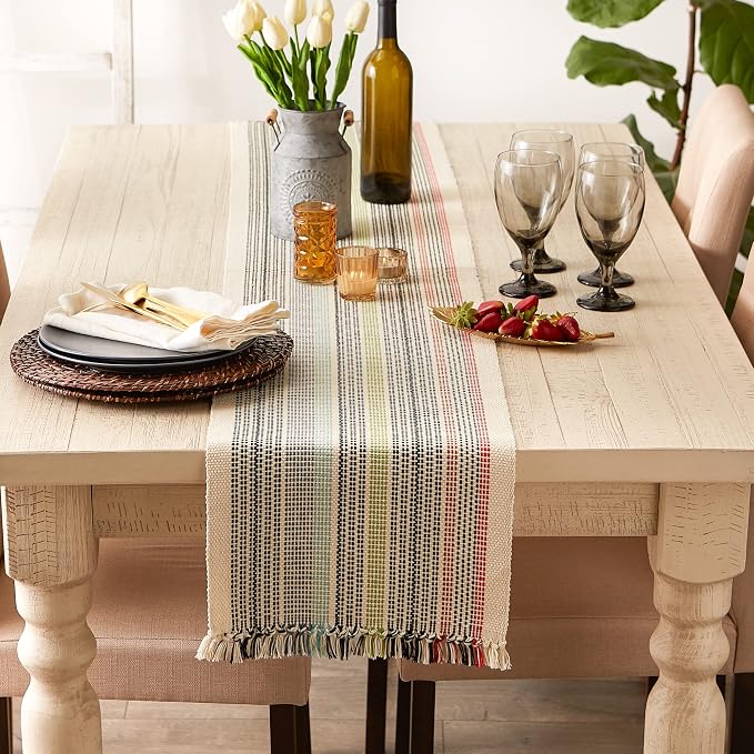 DII Variegated Tabletop Collection, Table Runner, 13x72, Mediterranean