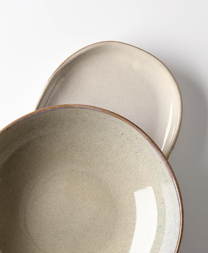 Oneida Organic Shades Oatmeal Stoneware 2-Piece Serving Platter Set | dishwasher safe, microwave safe | includes platter and serving bowl | 44oz, food tray, gift for women