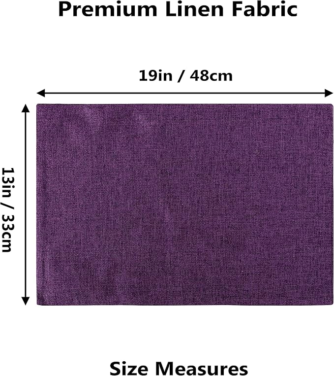 Home Brilliant Placemats Set of 6 Heat Resistant Dining Table Place Mats for Kitchen Table, 13 x 19 inches, Purple