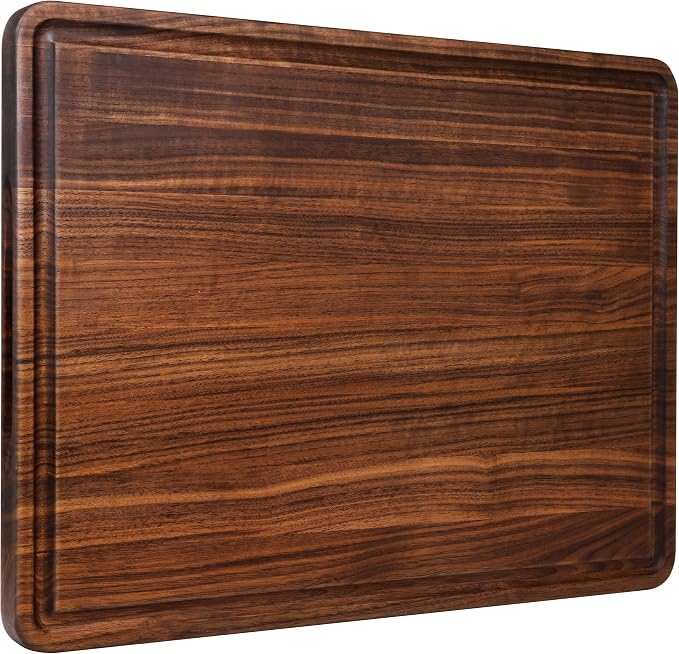 XL Large Solid Walnut Wood Cutting Board for Kitchen 20x15 in | Juice Groove Handles, Non-slip Mats,Thick Reversible Butcher Block, Chopping Board Cheese Charcuterie Board