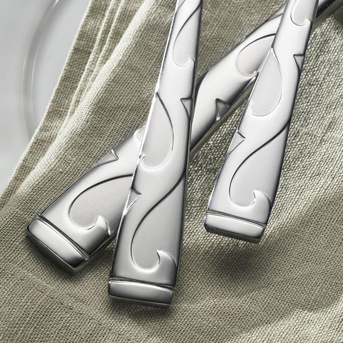 Oneida Tuscany 20-Piece Flatware Set, Service for 4, Silver | mirror finish, dishwasher safe | includes knives, forks, and spoons | heavy duty, cutlery set for kitchen and dining