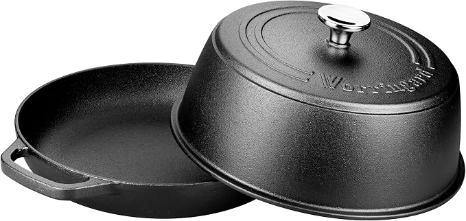 Pre-seasoned Cast Iron Dutch Oven Pot with Lid for Bread Baking, Include Sourdough Bread Baking Supplies like Banneton Bread Proofing Basket, Bread Oven, 6 Quart