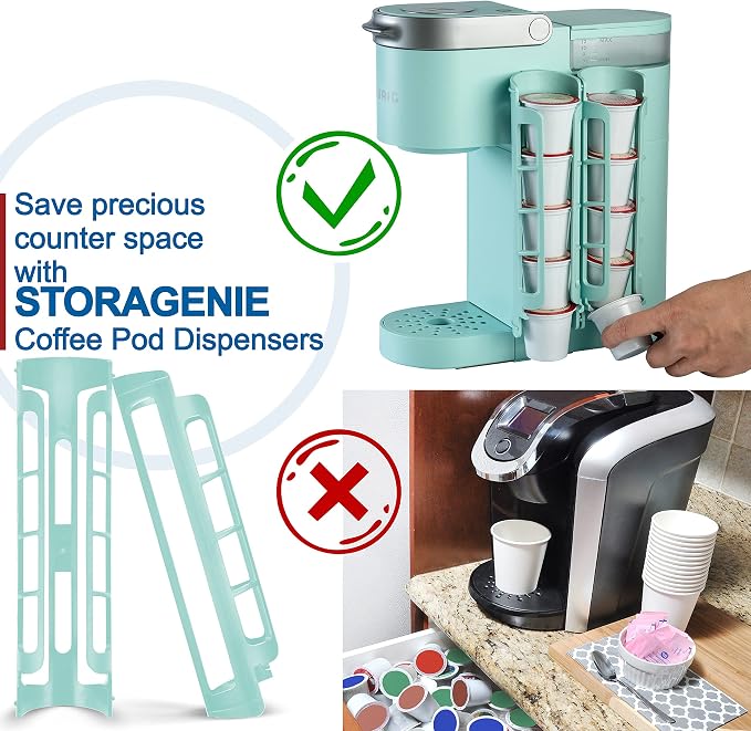 STORAGENIE Coffee Pod Holder for Keurig, Stores 10 Pods, Mint | Compatible with K-Cups, Vertical storage saves counter space, Ideal for small kitchens, RVs and dorms