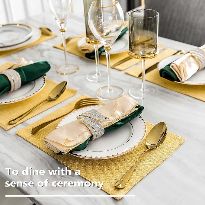 Home Brilliant Cloth Placemats Set of 4 Linen Placemat Washable Heat Resistant Dining Table Place Mats for Kitchen Table Holiday Dinner Decoration, Yellow