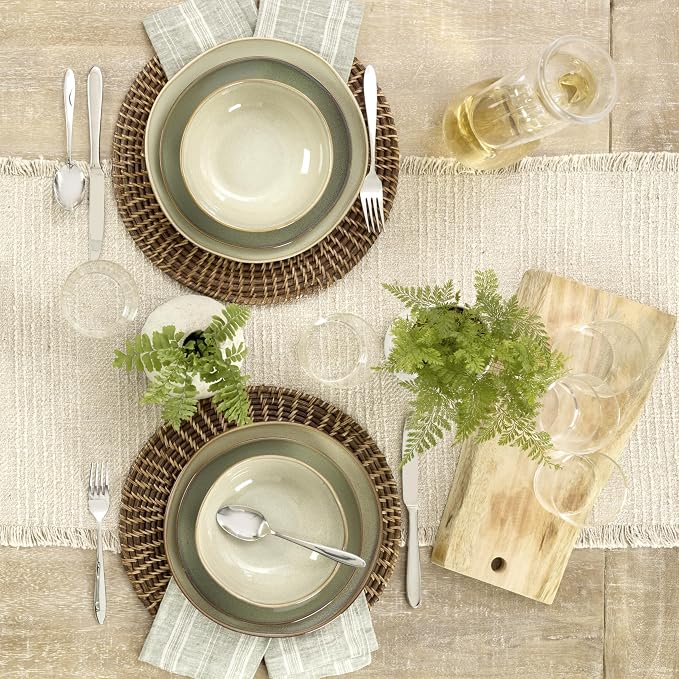 Oneida 897205 Organic Shades 12-Piece Dinnerware Set, Sage Green