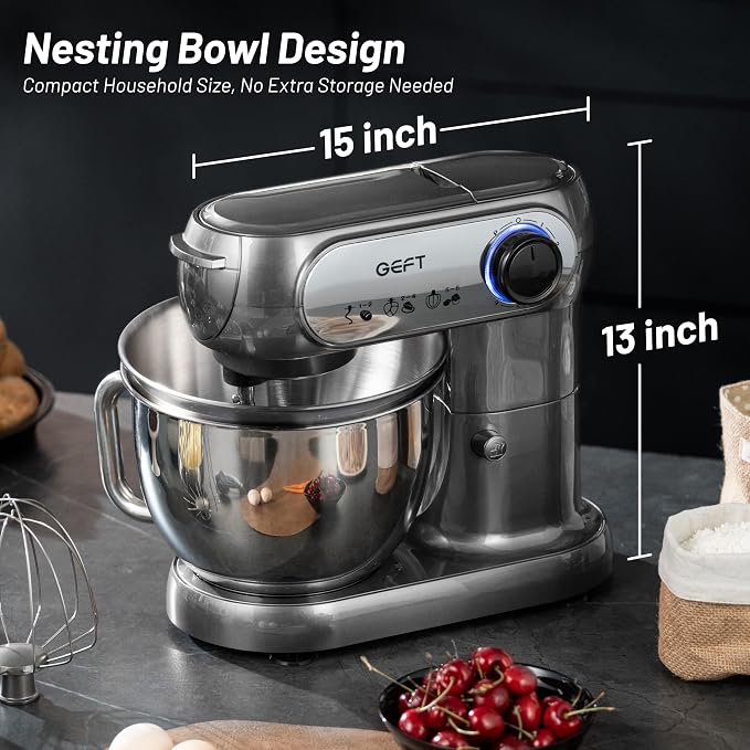 Stand Mixer, 3.5QT&6QT Bowls Mixers Kitchen Electric Stand Mixer Gray | 600W Tilt-Head Kitchen Mixer with Stainless Steel Bowl, Dishwasher-Safe Dough Hook, Flat Beater, Wire Whisk, Splash Guard