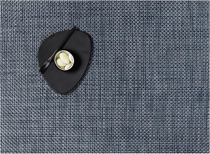 Chilewich Basketweave Placemats, Woven Rectangle Placemats Set of 4 | Reusable, Stain-Resistant, Indoor/Outdoor Tabletop Protection, Denim, 14" x 19"