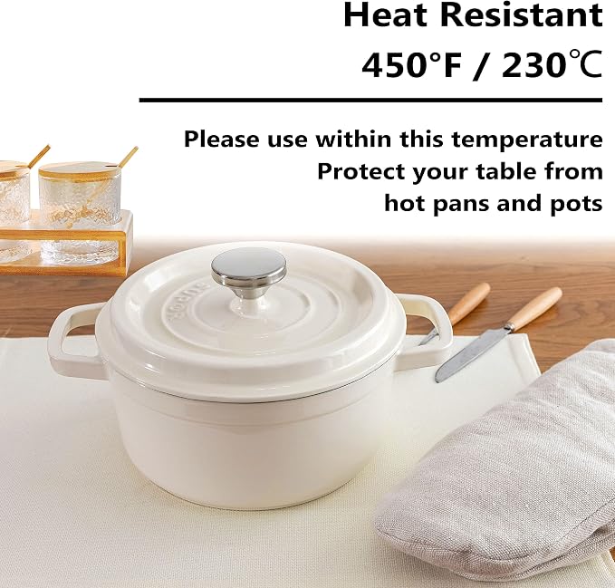Home Brilliant Placemats Set of 4 Dining Table Placemat Washable Place Mats, 13 x 19 inches, Cream