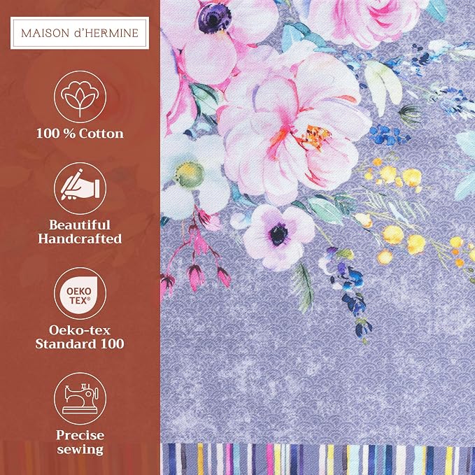 Maison d' Hermine Placemats Set of 4 Reusable 100% Cotton (13"x19") | Cloth Place Mats Washable Table Mats for Kitchen Dining Party Home Restaurant Spring Summer - Sweet Rose Lavender - Lush