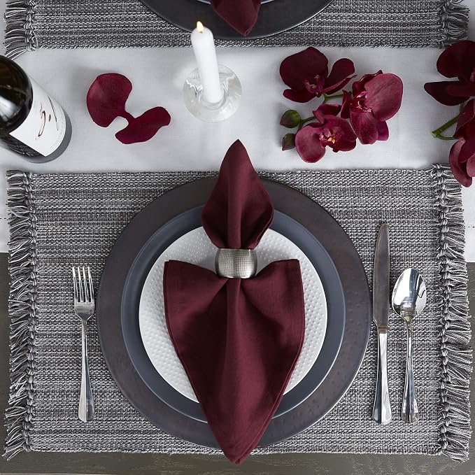 DII Variegated Tabletop Collection, Placemat Set3x19, Gray, 6 Piece