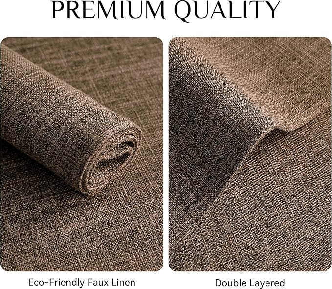Softalker Faux Linen Placemats Set of 8-12 x 18 Inch, Heat Resistant Double Layered Durable Burlap Farmhouse Place Mats, Non-Slip Washable Rustic Table Mats for Dining, Kitchen, Party（Brown