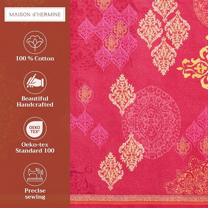 Maison d' Hermine Placemats Set of 4 Reusable 100% Cotton (13"x19") | Cloth Place Mats Washable Table Mats for Kitchen Dining Party Wedding Hotel Home Thanksgiving Christmas - Versailles
