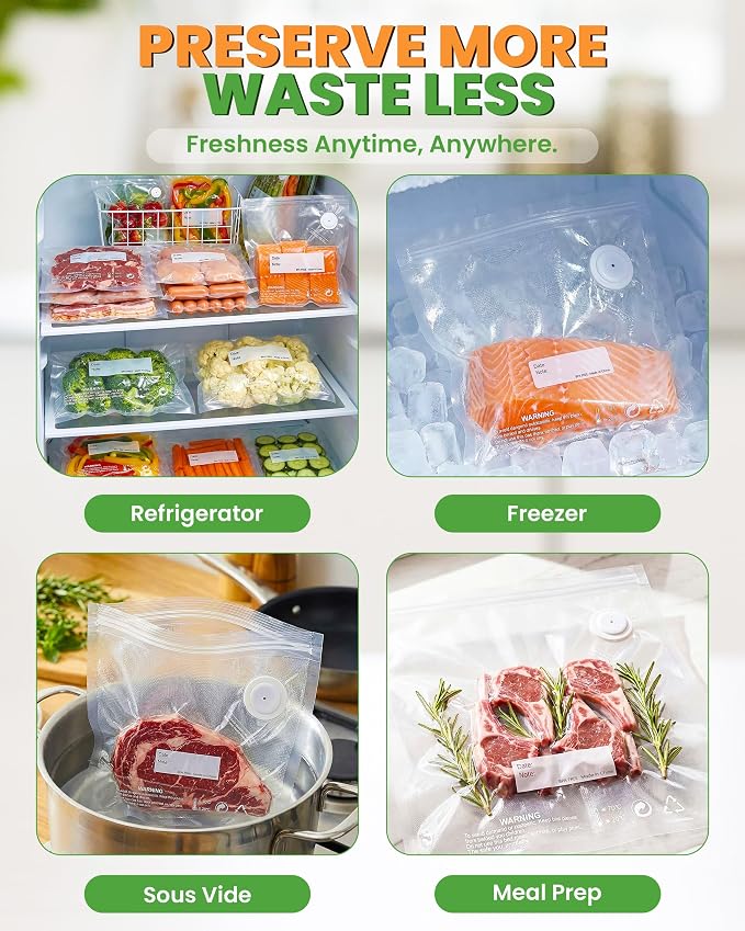 Compact Vacuum Sealer for Food: Powerful Handheld Vacuum Sealer Machine & 30 Reusable Vacuum Bags, With LED Display & Detachable Water Tank, Portable Food Sealer, Seal Meal Saver