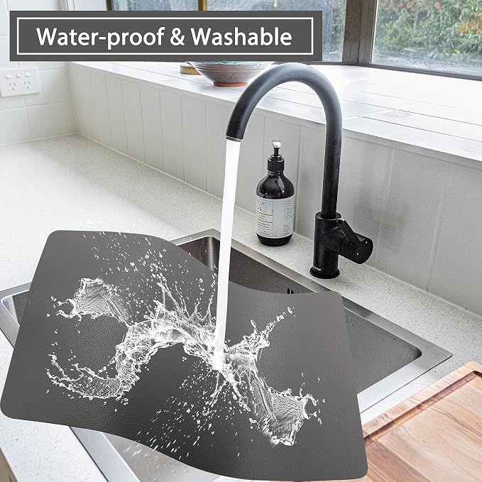 Wipeable Placemats Leather Table Mats Waterproof Heat-Resistant Easy to Clean for Dining Table Set Kitchen Table (2, Grey)