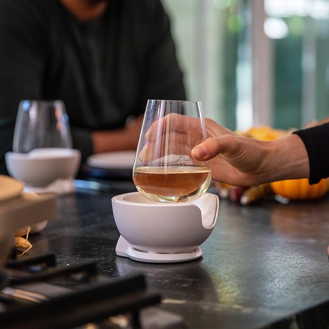 VoChill Stemless Wine Glass Chiller | Keep the Chill In Your Glass | Made In USA | The Original | Refreezable Chill Cradle™ | Actively Chills Stemless Glassware | Blush, Single Stemless