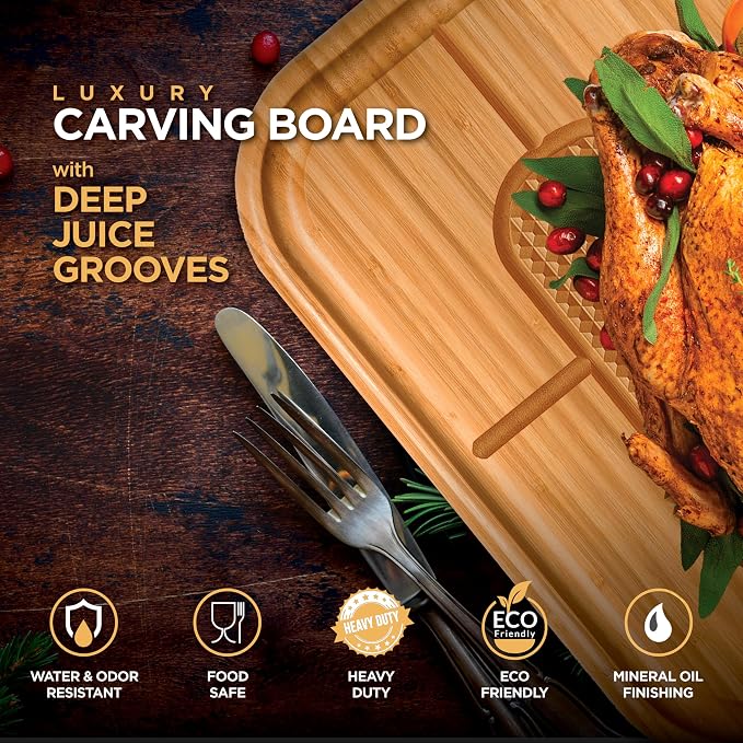 Personalized Cutting Board - Custom Engraved Bamboo Meat Carving Board with Spikes + Juice Groove, BBQ Grill Cutting Board Gift for Dad, Grandpa, Men, Fathers Day, Birthday, Grilling Accessories