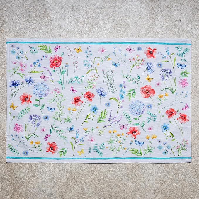 Maison d' Hermine Placemats Set of 4 Reusable 100% Cotton (13"x19") | Cloth Place Mats Washable Table Mats for Kitchen Dining Party Wedding Hotel Home Restaurant Spring Summer - Just Floral