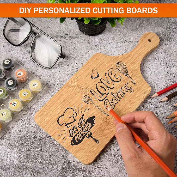 24 Pcs Thicken Bamboo Cutting Board Bulk 11x5 Inch Personalized Wood Chopping Board Customized Laser Engraving Serving Charcuterie Boards for Wedding Mother's Day Housewarming Present,0.39" Thick
