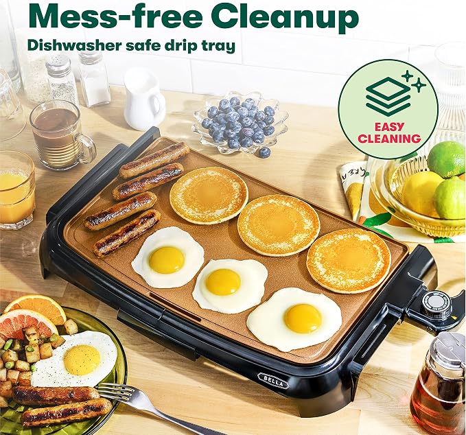 bella 10"x16" Ceramic Griddle, Copper/Black
