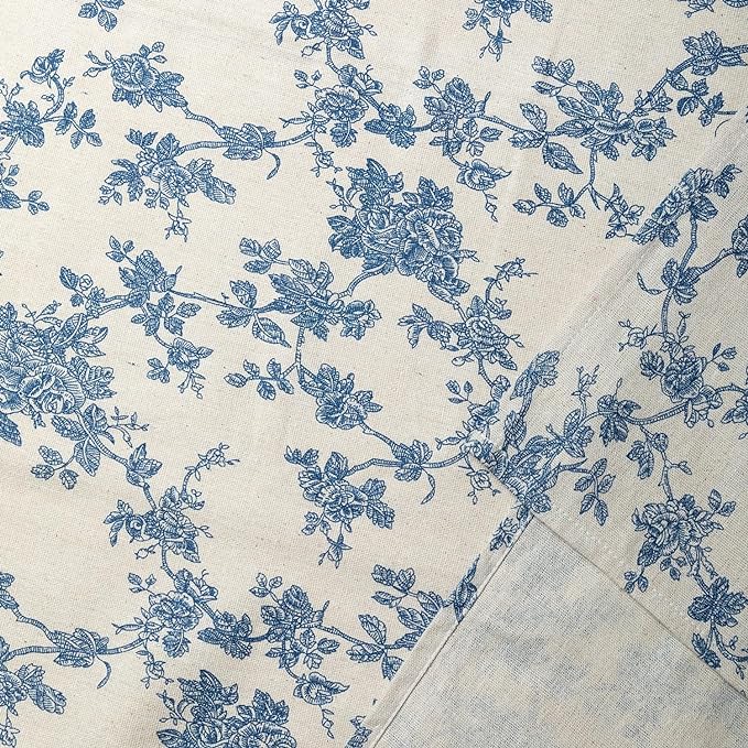 Pastoral Rectangle Tablecloth - 60 x 102 Inch Table Cloth - Washable Table Cover with Dust-Proof Wrinkle Resistant for Restaurant, Picnic, Indoor and Outdoor Dining, Floral (Dark Blue)