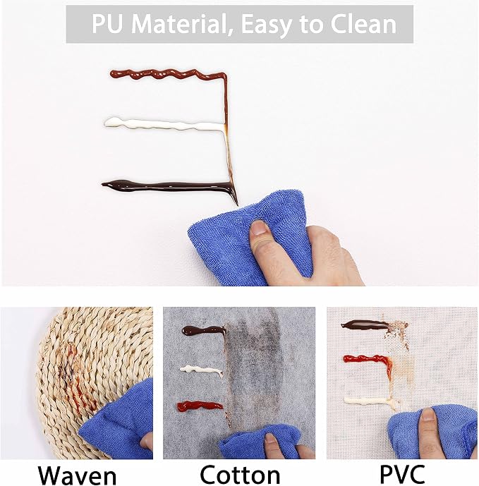 Wipeable Placemats Leather Table Mats Waterproof Heat-Resistant Easy to Clean for Dining Table Set Kitchen Table (2, White)