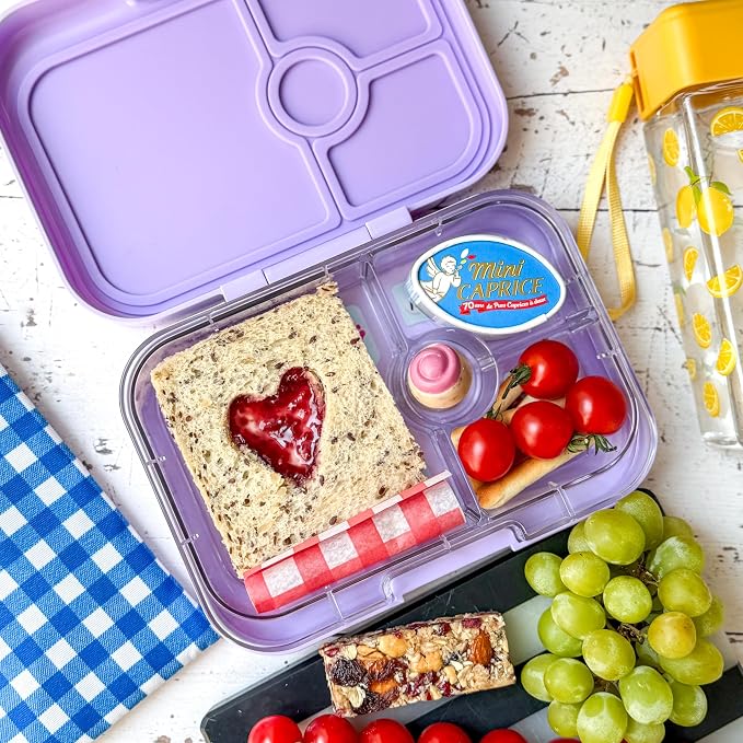 Yumbox Panino Leakproof Bento Lunch Box - Ami Purple (Friendship Tray) | Leakproof, Sandwich-friendly, Removable Tray with 3 Compartments + Dip well, BPA-Free, Easy Open Latch, Lightweight, Compact