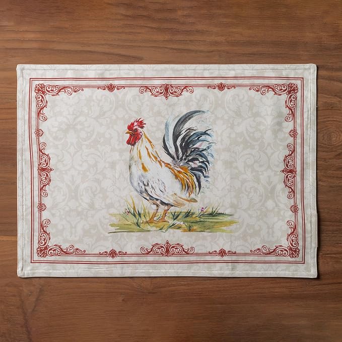 Maison d' Hermine Placemats Set of 4 Reusable 100% Cotton (13"x19") | Cloth Place Mats Washable Table Mats for Kitchen Dining Party Wedding Hotel Home Restaurant Spring Summer - Campagne