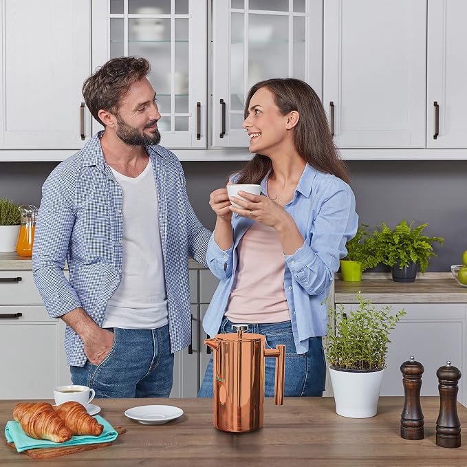 Mixpresso French Press Coffee Maker, 26 Oz Stainless Steel Coffee Press | Double wall insulated stainless steel French Press with durable filter for coffee or loose leaf tea, easy to press and clean