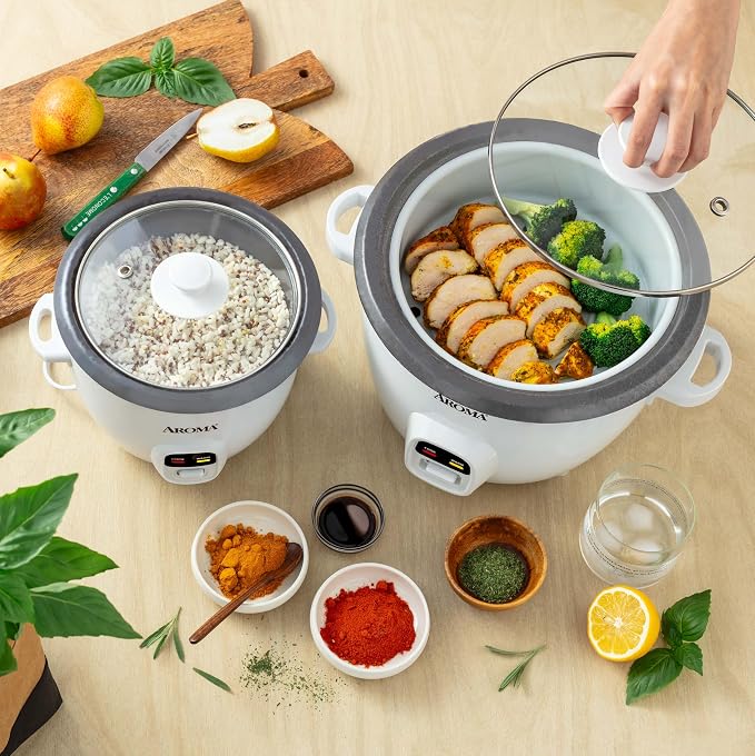 AROMA® 20-Cup (Cooked) One-Touch Rice Cooker and Food Steamer with Auto-Warm | 10 cups uncooked, 20 cups cooked (ARC-390NGP)
