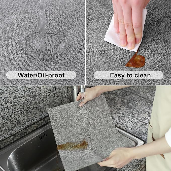 Homaxy PU Faux Leather Placemats for Dining Table, Set of 4, Light Grey | Waterproof Wipeable Washable Table Mats, Easy to Clean Anti-Slip Place Mats, 11.8" x 17"