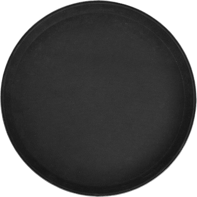 Winco 14" Black Premium Round Fiberglass Glass Tray | Restaurant service, Great for Appetizers, Desserts and Buffet Displays
