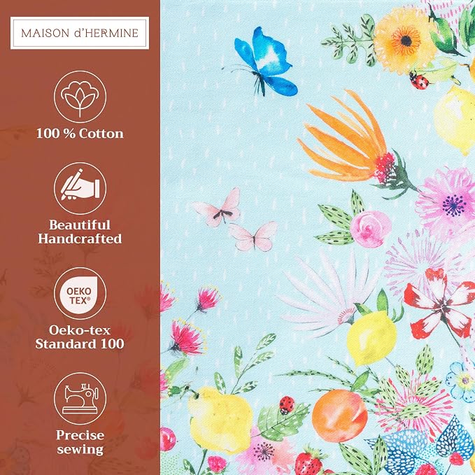 Maison d' Hermine Placemats Set of 4 Reusable 100% Cotton (13"x19") | Cloth Place Mats Washable Table Mats for Kitchen Dining Party Wedding Home Restaurant Spring Summer - Jardin D'Ete - Mint