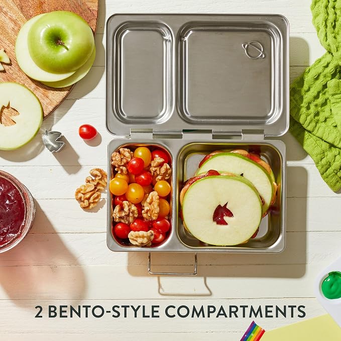 PlanetBox Recycled Shuttle Stainless Steel Lunch Box for Kids and Adults - Replacement Lunchbox Only, Brushed Finish, Sustainable Bento Box