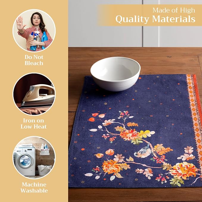 Maison d' Hermine Placemats Set of 4 Reusable 100% Cotton (13"x19") | Cloth Place Mats Washable Table Mats for Kitchen Dining Party Wedding Hotel Home Thanksgiving Christmas - Kelim - Infinity