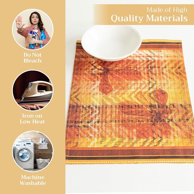 Maison d' Hermine Placemats Set of 4 Reusable 100% Cotton (13"x19") | Cloth Place Mats Washable Table Mats for Kitchen Dining Party Wedding Hotel Home Thanksgiving Christmas - Thanksgiving Tartan