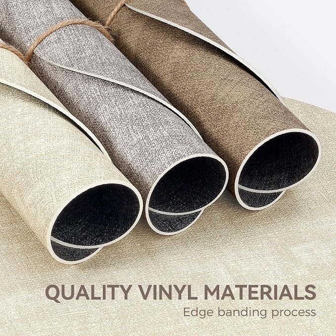 NCUE 13" Faux Leather Round Placemats Set of 4, Reversible Dual-Color | With 3.9" Coasters, 2 mm Vinyl Table Mats, Waterproof Wipeable Heat Resistant, Non-Slip Texture, for Dinner Party Home Decor