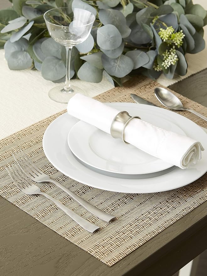 DII PVC Tabletop Collection Woven Indoor/Outdoor, Placemat Set, 13x17.25, Gold, 6 Piece