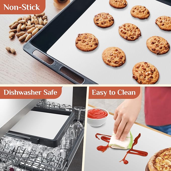 GTJ Silicone Baking Mat Roll, Reusable Baking Sheet Liners, 16 in x 10 ft | Free Cut to Size, Food-Grade, Non-Stick, Non-Slip, For Dough, Pastry, Air Fryer, Freeze Dryer, Oven Pan, Kitchen Counter