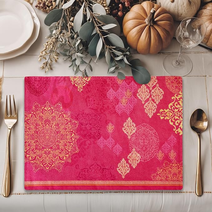 Maison d' Hermine Placemats Set of 4 Reusable 100% Cotton (13"x19") | Cloth Place Mats Washable Table Mats for Kitchen Dining Party Wedding Hotel Home Thanksgiving Christmas - Versailles