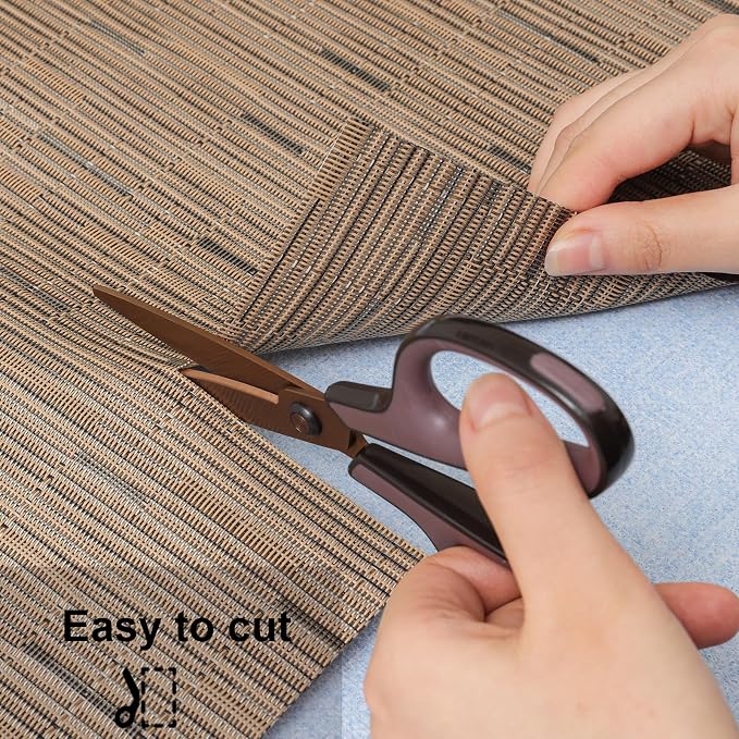 Myir JUN Placemats Set of 4 Kitchen and Dining Table Placemats | Vinyl Placemats Place Mats Indoor/Outdoor Set of 4 Washable Table Mats Non-Slip Place mats for Dining Table, Light Brown