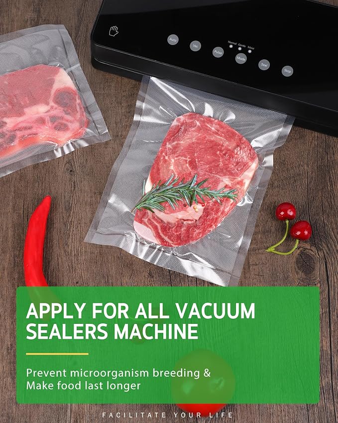 Syntus 3 Rolls 8" x 20' Vacuum Sealer Bags, BPA Free for Food Storage | 4mil Thick, Custom Length, Keep Food Fresh Longer, Freezer Microwave Sous Vide Cooking, Works with Most Vacuum Sealers